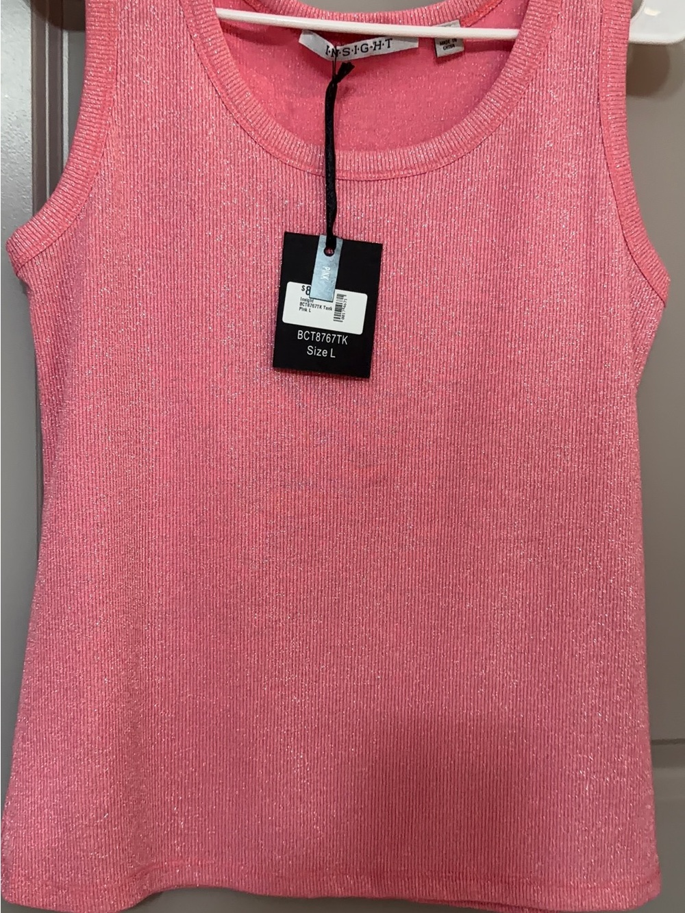 Insight Shimmery Pink Ribbed Tank Top
